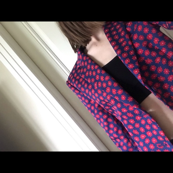 Alice & Olivia navy floral print fitted blazer - Picture 3 of 6